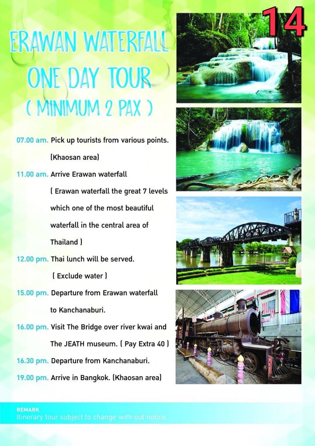 ERAWAN WATERFALL + RIVER KWAI + LUNCH